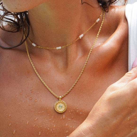 Atolea Jewelry - Atolea "Inca Sun" Necklace Featuring Adventurine